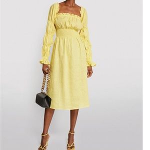 Daily Sleeper Michelin Long-Sleeve Linen Midi Dress in Lilac